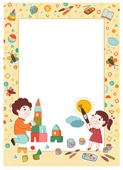 frame for diploma children draw and play