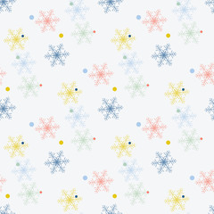 Abstract handmade snowflake seamless pattern background. Childish handcrafted snow wallpaper for design card, baby nappy, winter menu, holiday wrapping paper, bag print, t shirt etc.