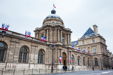 The Senate of France located at the  Luxembourg Palace in the 6th arrondissement of Paris - obrazy, fototapety, plakaty