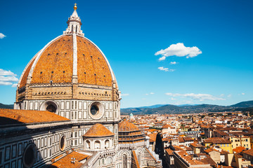 Santa Maria del Fiore cathedral Duomo and old town in Florence, Italy