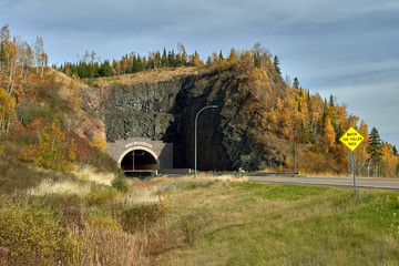 silver creek cliff tunnel, mn, autumn