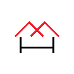 MH logo letter home line art
