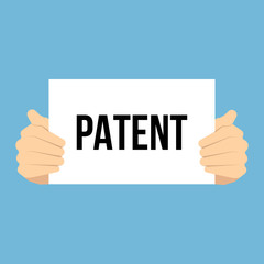 Man showing paper PATENT text
