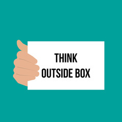 Man showing paper THINK OUTSIDE BOX