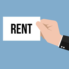 Man showing paper RENT text