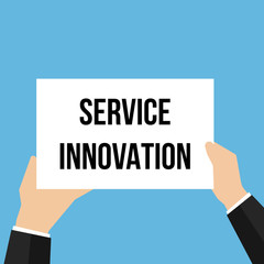 Man showing paper SERVICE INNOVATION text