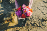 woman with a basket of flowers
