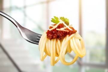 Fork with just spaghetti around
