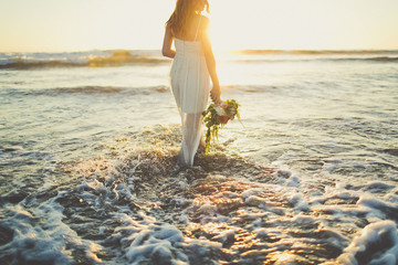bride in ocean