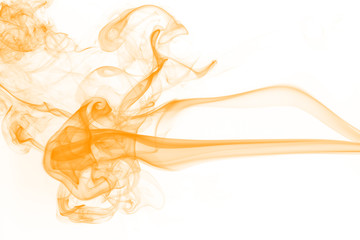 Orange smoke on white background