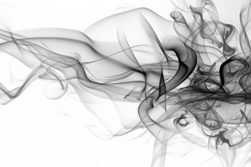 Fototapeta premium Black and white smoke abstract on white background, fire design