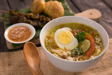 soto ayam. shreedded chicken soup
