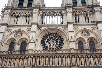 Cathedral of Our Lady of Paris in a freezing winter day just before spring