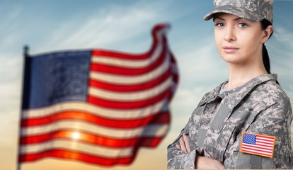 Portrait of female army soldier
