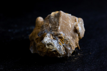 hydrozincite or hemimorphite stone isolate on black background

