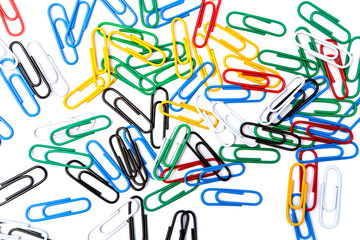 Colorful paper clips background