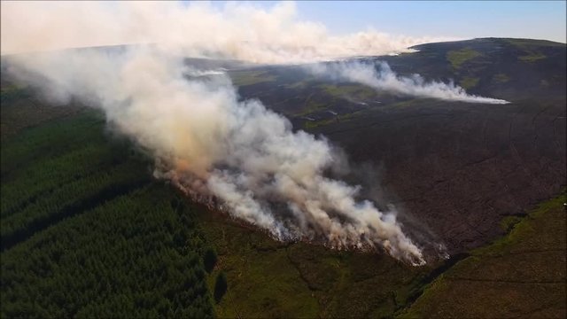Multiple gorse fires on N. Ireland mountain on hottest day of summer, aerial footage