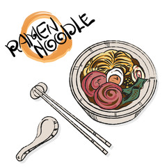 food vector Japanese noodle Ramen cuisine soup object 