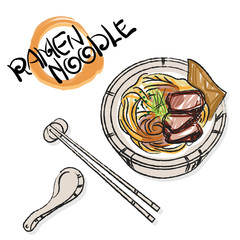 food vector Japanese noodle Ramen cuisine soup object 