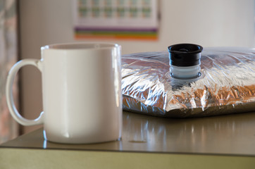 Goon sack lying on a kitchen bench