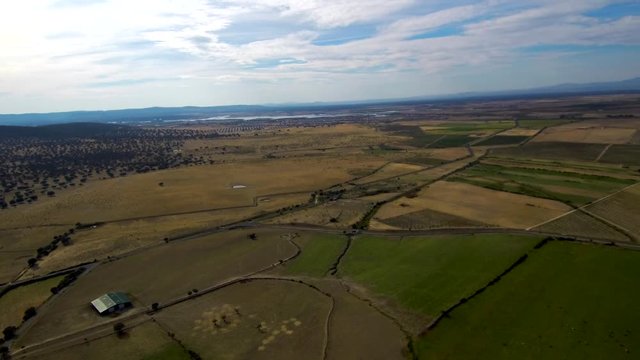 Drone en Belvis de Monroy. Pueblo de Caceres con castillo. ( Extremadura, Espa&ntilde;a)