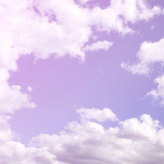The blue sky with a lot of white clouds of different sizes, form