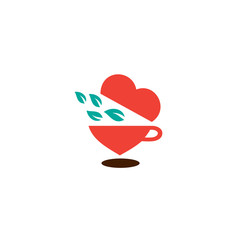 Love Tea Logo, Heart + Leaf + Cup Logo Design