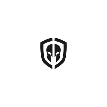 Head Spartan Soldier Shield Illustration Creative Vector Logo Design Template Element Vector