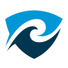 Simple Wave Logo, Shield + Wave Logo