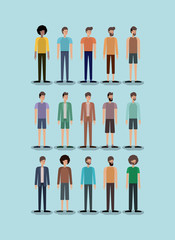 group of men with diferents styles characters