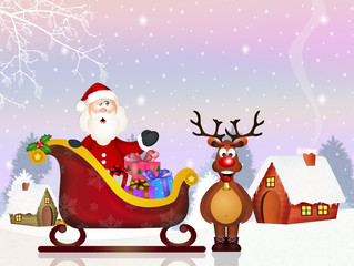 Santa Claus on sleigh
