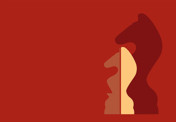 Chess knight, business strategy concept design illustration isolated on orange background with copy space, vector eps 10