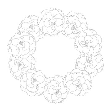 recommend clip art: Begonia Flower, Picotee Outline Wreath