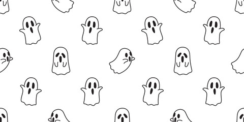Halloween seamless pattern vector ghost cartoon illustration scarf isolated tile background repeat wallpaper