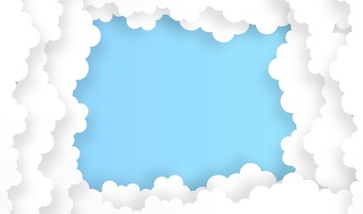 sky with cloud background, vector ,illustration, paper art style, copy space for text
