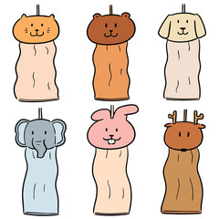 vector set of animal hand towel