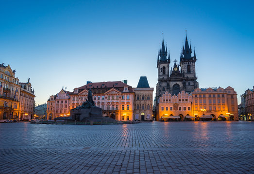 Old town square in Prague city, Czech Republic at night
