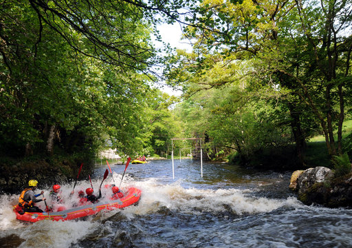 Rafting on the River Tryweryn in Snowdonia, North Wales.