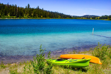 Turquoise Lake in Summer Landscape