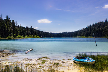 Turquoise Lake in Summer Landscape