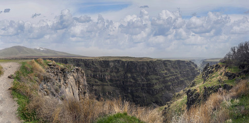 Armenia the gorge of the Kasakh River. The place next to the ancient Armenian temple and the monastery of Sagmosavank
