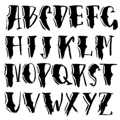 Grunge vintage whiskey font. Old handcrafted display skript. Modern brush label lettering. Vector typography illustration.