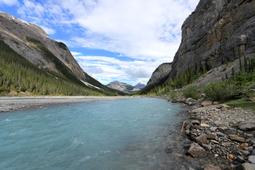 Fototapeta na wymiar Cool glacial water in the mountains.