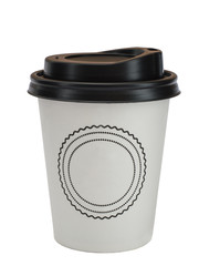 paper cup with coffee isolated on a white background. 
