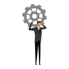 Businessman holding gear vector illustration graphic design