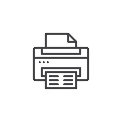 Printer outline icon. linear style sign for mobile concept and web design. Paper Print simple line vector icon. Symbol, logo illustration. Pixel perfect vector graphics