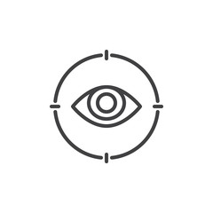 Eye Target outline icon. linear style sign for mobile concept and web design. Eye View simple line vector icon. Symbol, logo illustration. Pixel perfect vector graphics