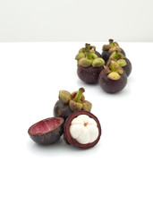 fruits mangosteen on white background