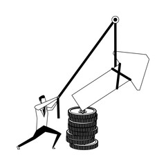 Businessman pulling arrow up with rope vector illustration graphic design