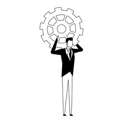 Businessman holding gear vector illustration graphic design